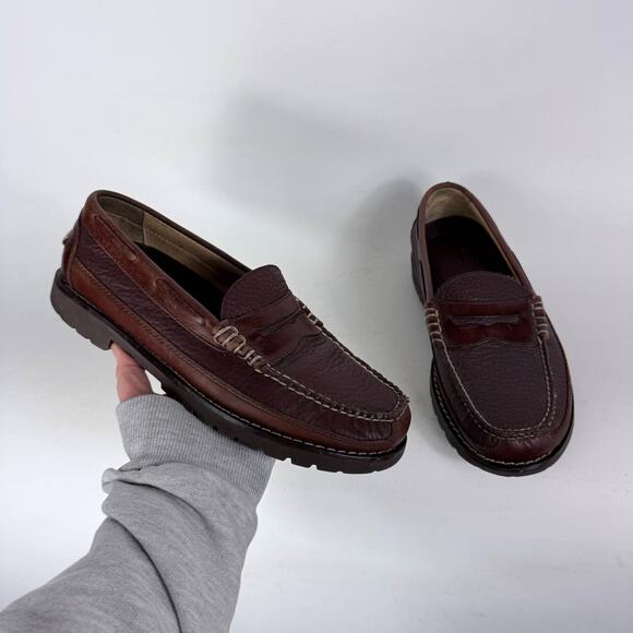 L.L.Bean Allagash Bison Handsewn Penny Loafers Men\'s 8 Brown Leather Comfort